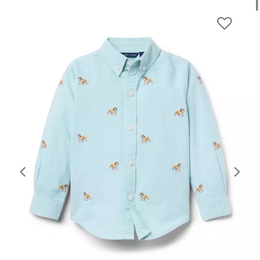 Janie and jack embroidered pug button down